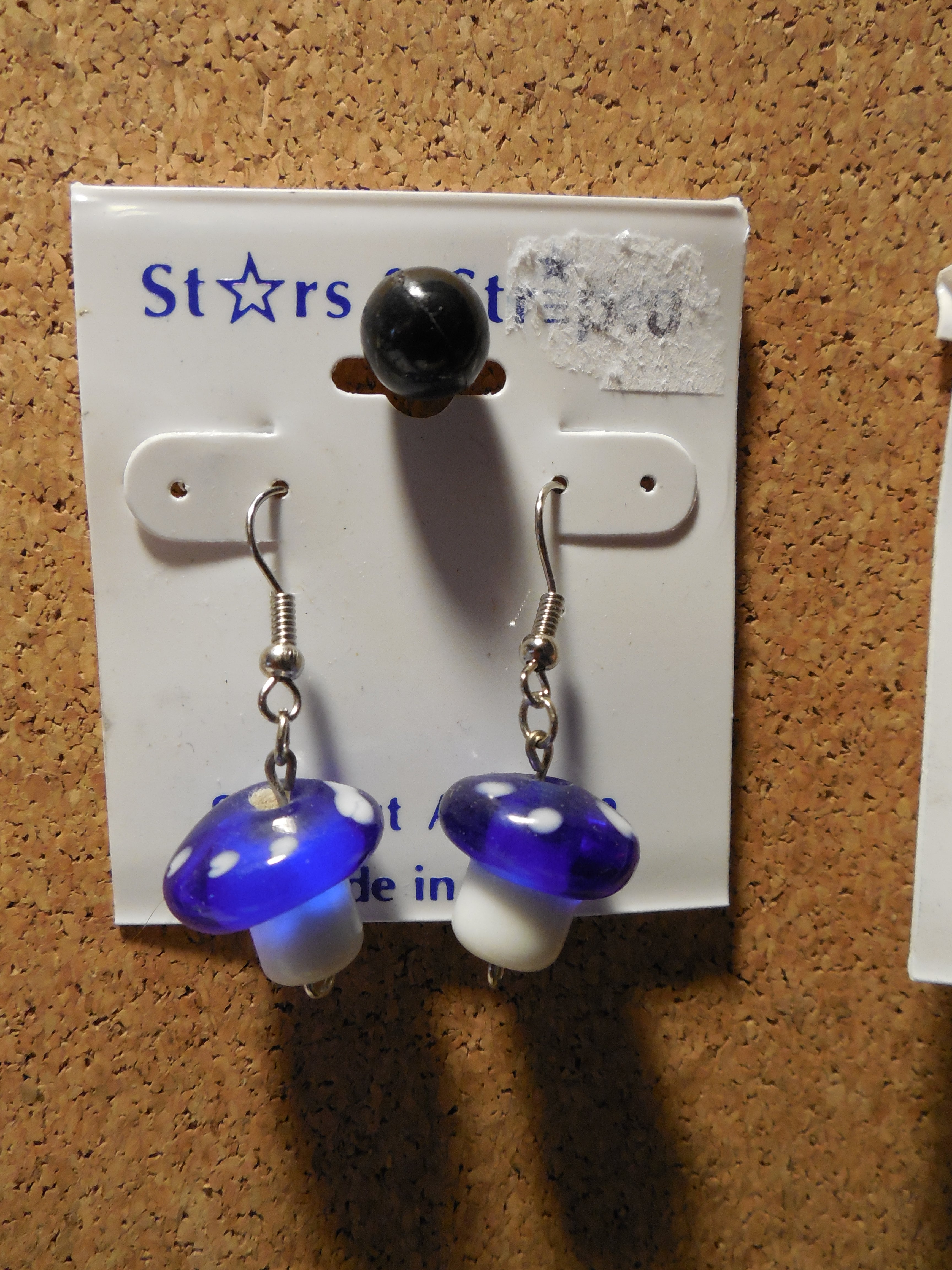 Ceramic Blue Mushroom Earrings