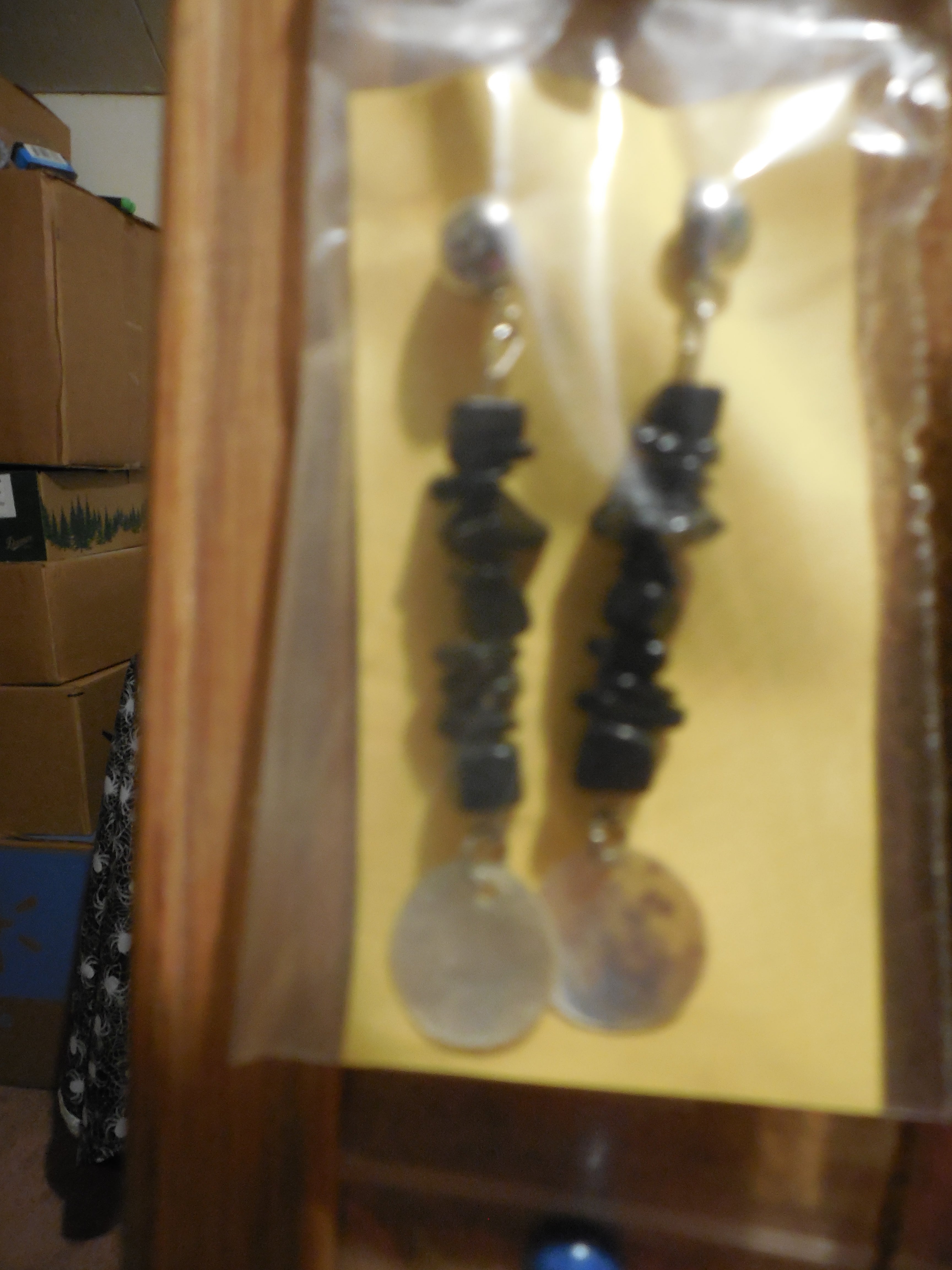 Black Onyx Stones with Abalone Shell Earrings