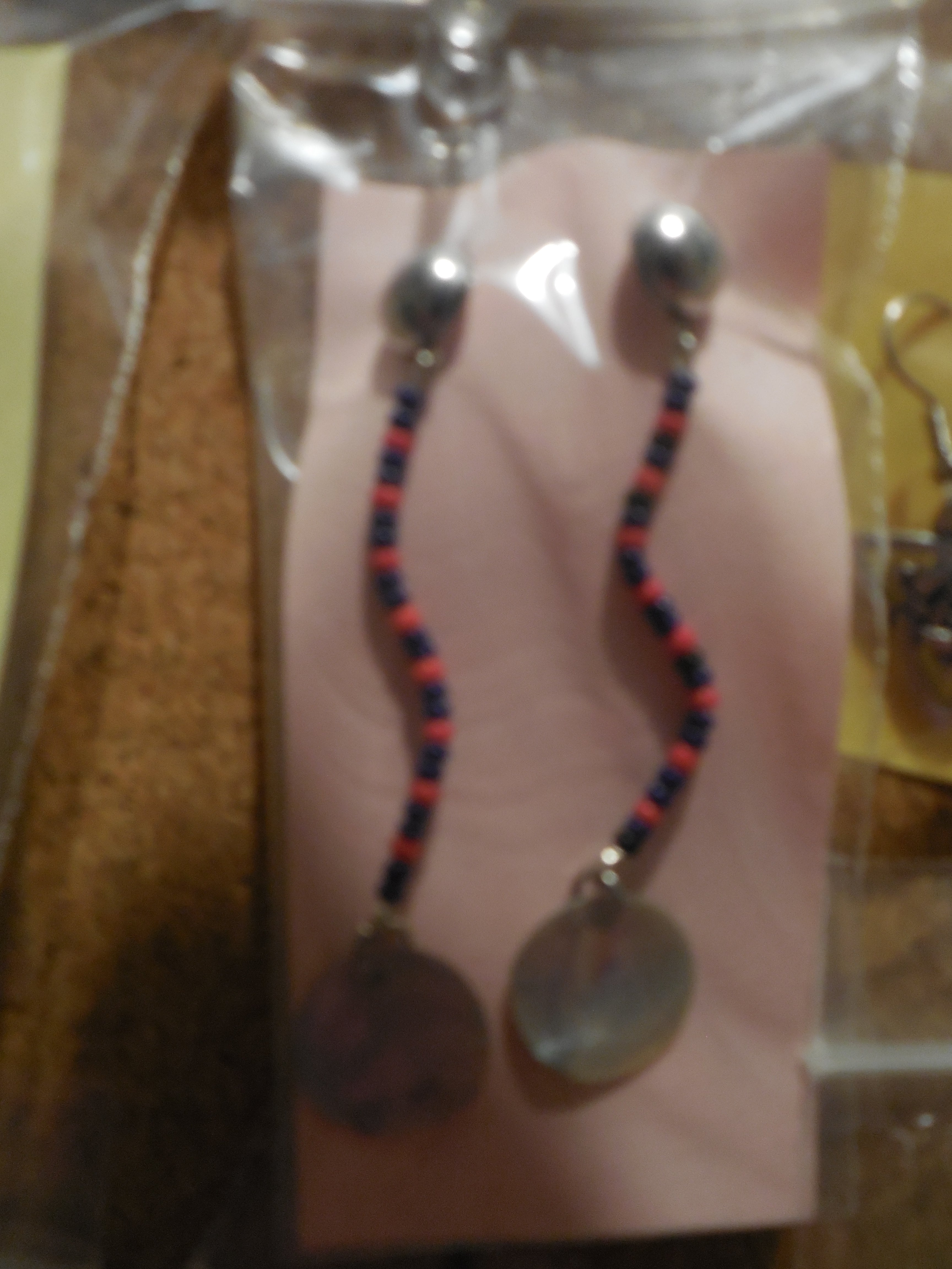 Black and Orange Beads with Abalone Shell Earrings